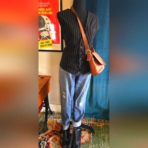 😍100% COTTON ADJUSTABLE VEST *VINTAGE TUX VEST SZ M (8/12)😍 MEASUREMENTS IN PI